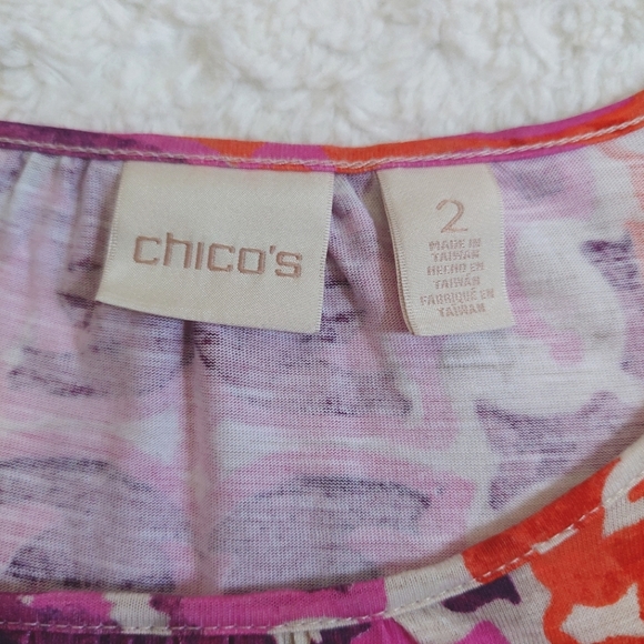 Chico's Mystic Batik Print Flare-Sleeve Top Orange Purple - Size 12 (2) - Picture 10 of 12